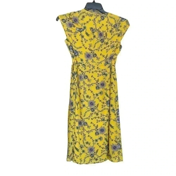 Banana Republic yellow floral wrap midi dress sz 2  Pet - Picture 2 of 6